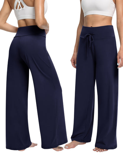 Soft Black Pajama Pants for Women, Wide Leg Comfy Casual Lounge Capri Pants 30''