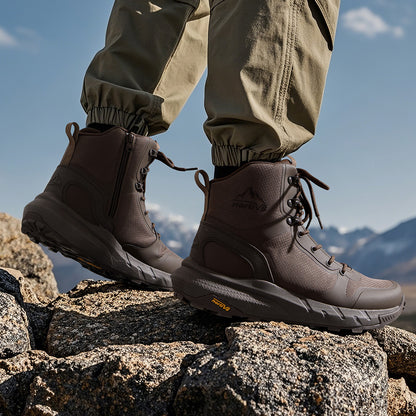 Men's Tactical Boot Lightweight Comfortable Boots for Work All Day Side Zipper Motorcycle Combat Hiking Boots 8 Inches