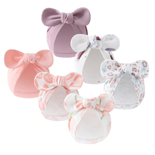 Newborn baby bow hat solid color hat/flower cartoon pattern baby hat suitable for 0-6 months