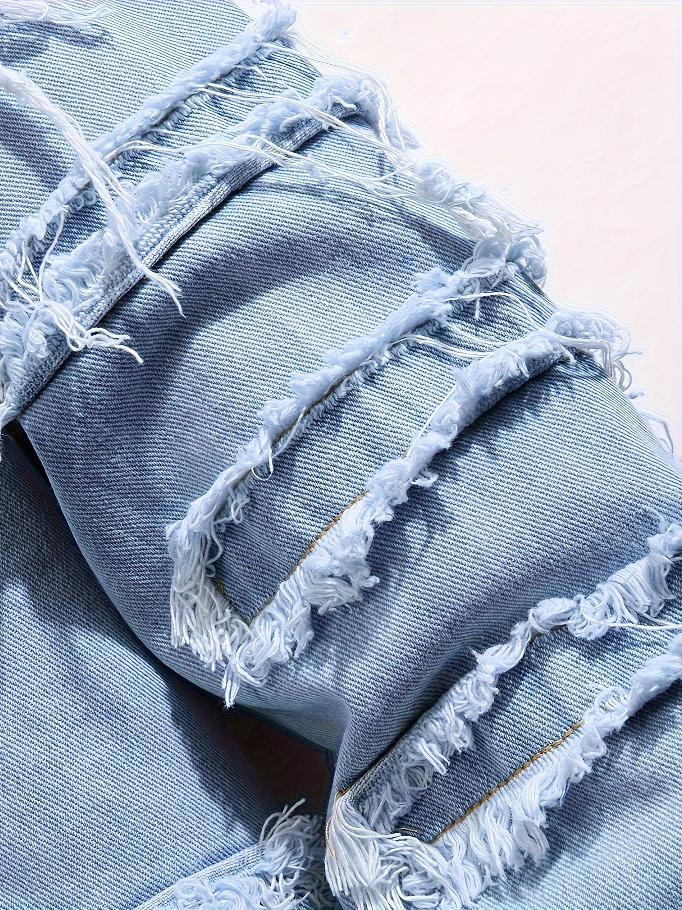 Men'S Ripped Denim Jacket Slim Fit Jean Outerwear Streetwear Casual Coat