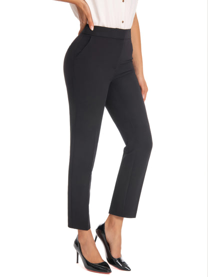 Women'S High Waisted Slim Fit Ankle Dress Pants Stretch Trousers with Pockets, Elegant Office Workwear Bottoms
