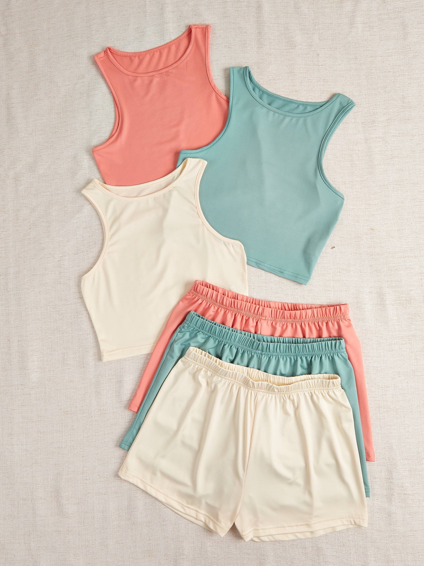 Six-piece Set of Candy-colored Basic Tank Top Loungewear