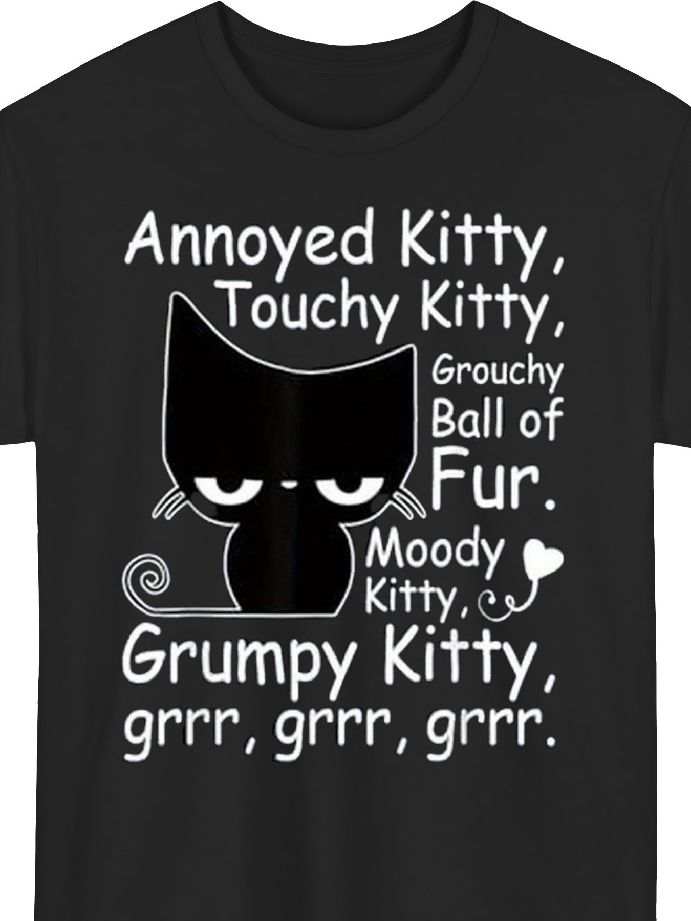 Men'S Oversized 180gsm Heavyweight T-Shirt with Annoyed Kitty Graphic Print | Breathable Crew Neck, Short Sleeve, Casual Tee for All-Season Comfort, Humorous Lettering Design, Plus Size