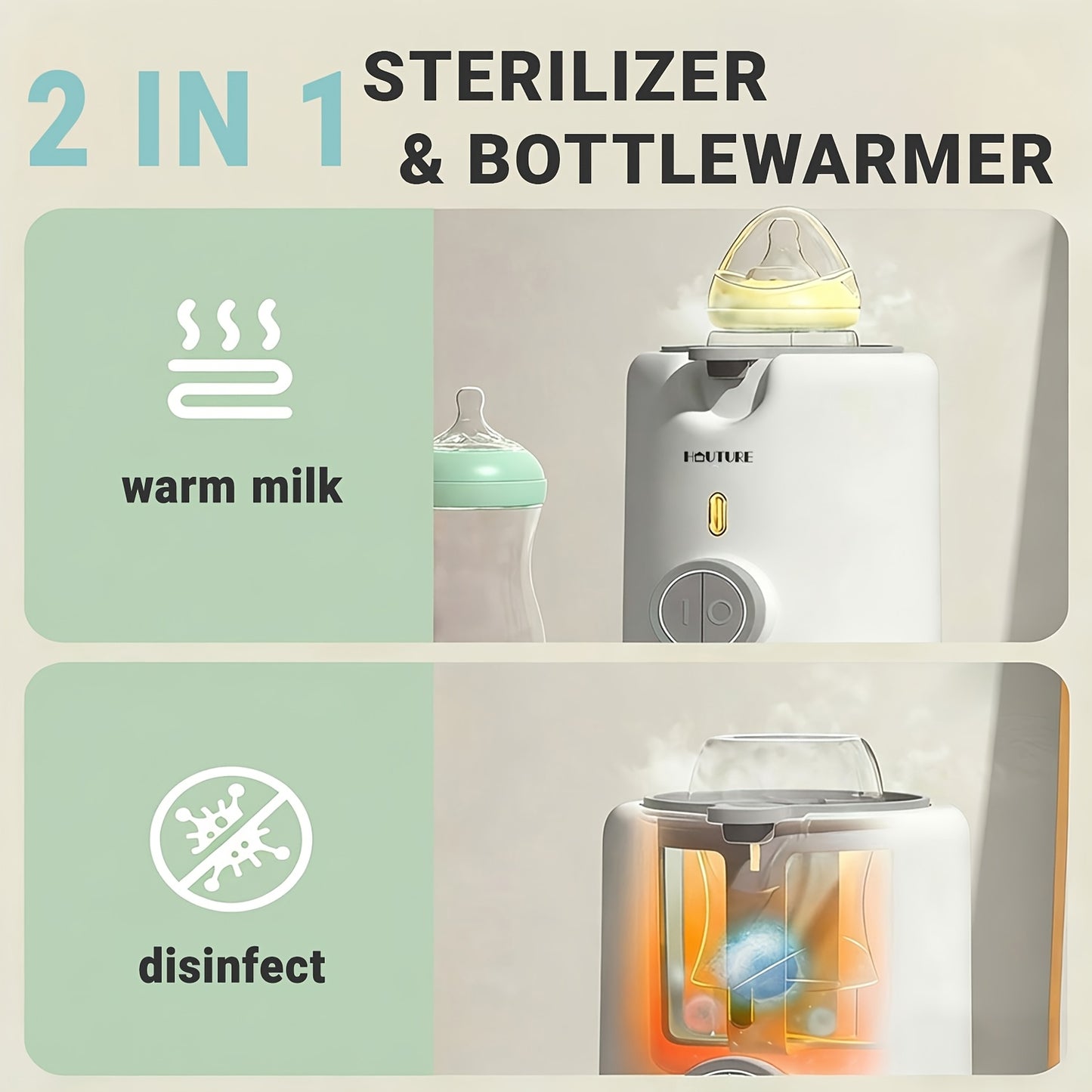 HAUTURE Bottle Warmer | Bottle Warmer - 3-Minute Fast Heating, Anti-Dry Burn & Auto Shut-Off | Steam Sterilizer | Winner of Mom'S Helper Parenting Award 2023. Essentials