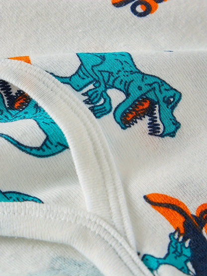 6-pack Boys' Triangle Underwear With Various Dinosaur Elements, Breathable And Comfortable Front Opening Design