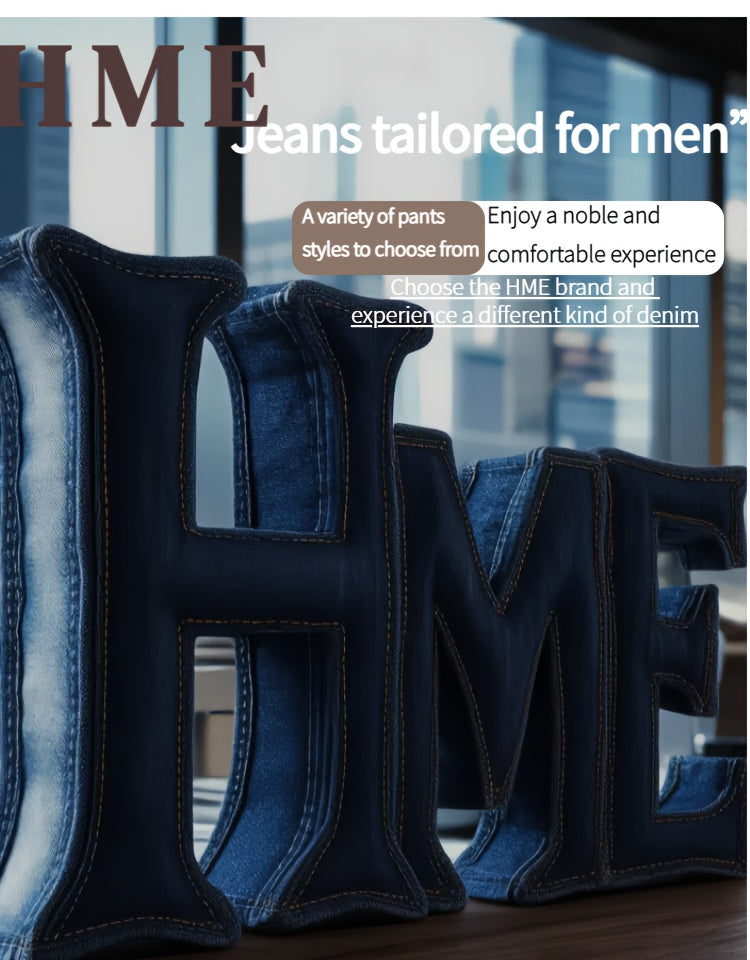 [HME] Men's Stretch Slim-fit Denim Trousers, Retro Washed Blue with Natural Whitening, Classic Five-pocket Style, Mid-waist Design with A Small Straight Leg, Simple And Versatile, Suitable for All Occasions, Essential Jeans for Daily Casual Wear