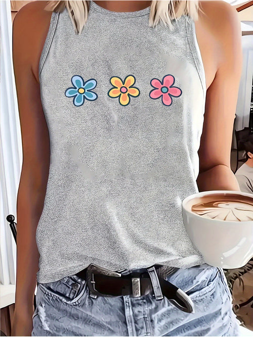 1pc Women's Sleeveless Round Neck Vest - Casual Spring Summer Blouse, Lightweight Polyester Suitable for Beachwear, Layering & Warm Weather