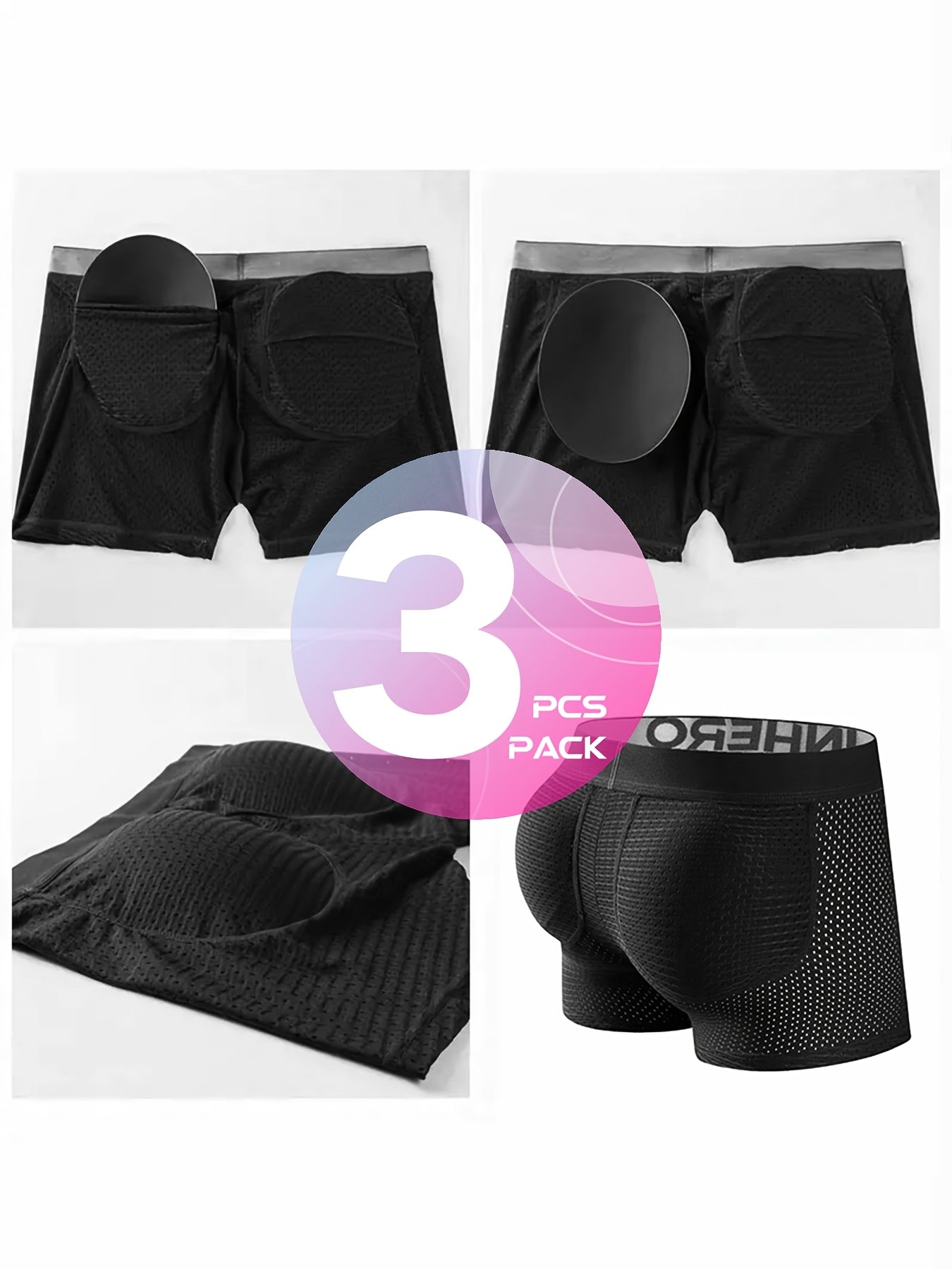 New Men'S Boxers Featuring Butt Pads, Made from Breathable Mesh, Designed for Comfort And Elasticity, Perfect for Lounging at for home