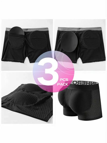 New Men'S Boxers Featuring Butt Pads, Made from Breathable Mesh, Designed for Comfort And Elasticity, Perfect for Lounging at for home