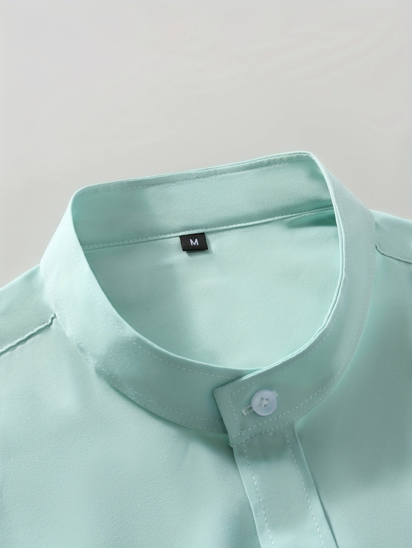 Men'S Henley Collar Long Sleeve Shirt | Casual, All-season, Solid Color, Regular Fit, Button Details, Woven Fabric