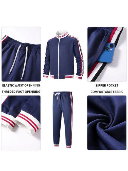 Men Track Suits Sets Long Sleeve Full-zip Sweatsuit Active Jackets And Pants 2pcs Outfits