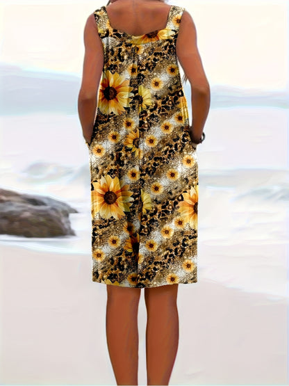 JumpsuitFor Women Summer - Summer Clothes for Women - Summer Casual Resort Style Sunflower Print Short Jumpsuit for Women Jumpsuits And Rompers for Women