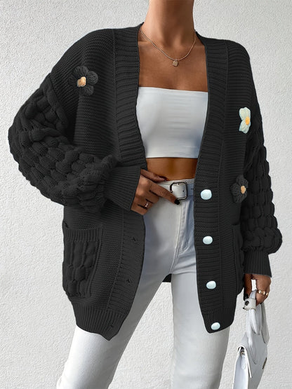 Women's Relaxed Denim Floral Cardigan