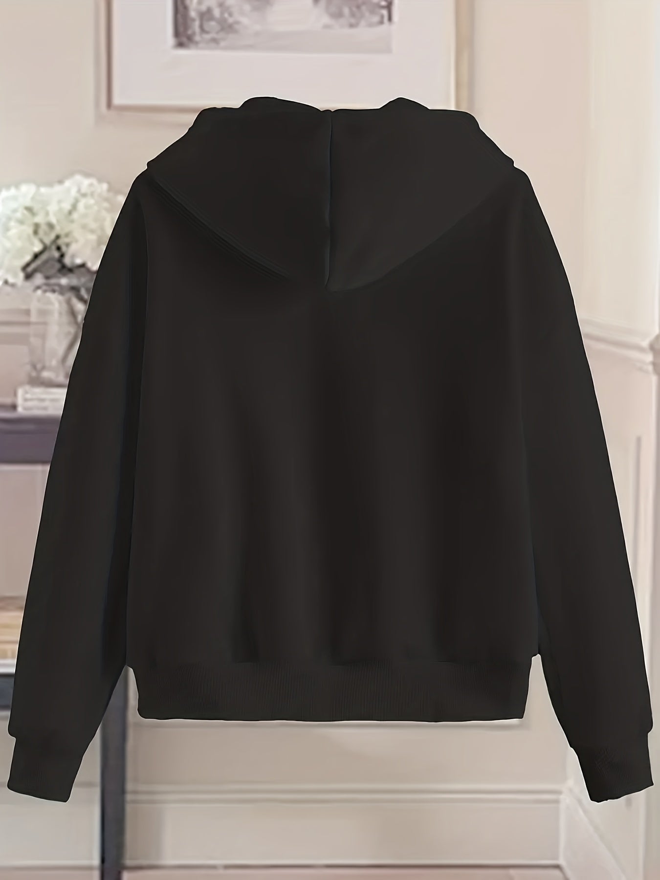 Women's Chic White Zip-Up Hoodie - Casual Polyester Sweatshirt with Geometric Pattern, Machine Washable &  Cleanable, Ideal for Spring/Summer/Fall, Sweater Hoodie