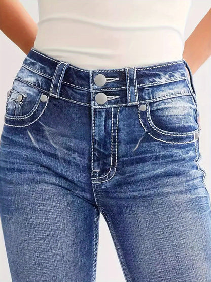Women'S Embroidered Slim Fit Versatile Casual Denim Pants for Autumn/ Winter 2025 New Collection