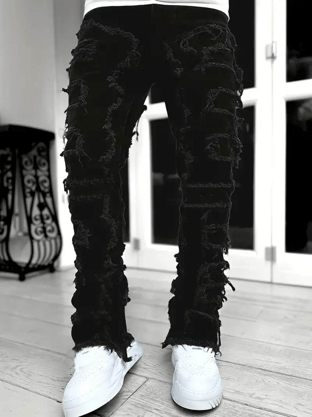 Men's Slim Fit Jeans - Classic Wash Distressed Everyday 377189