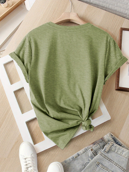 Ladies' Casual Summer T-Shirt - Women'S Knotted Hem Design with Graphic Print 'If I Shenan Once, I'll Shenanigan', Round Neck, Comfortable Fit for Everyday Wear and Sports, Fashion Street Style Tee