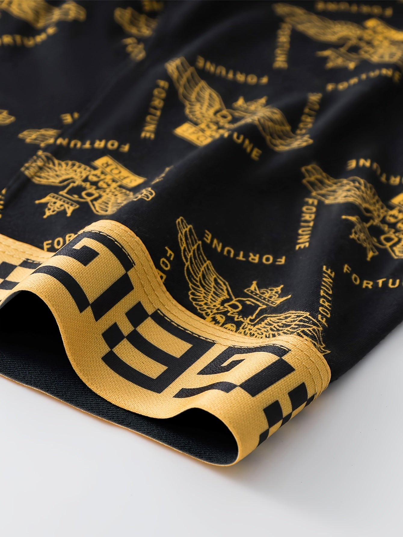 8pcs Luxury Men's Boxer Briefs - Golden Greek Letter Print, High Stretch Fabric, Breathable & Comfortable for All Seasons, Ideal for Spring & Summer, Comfortable Wear|Elastic Waistband|Breathable Fabric