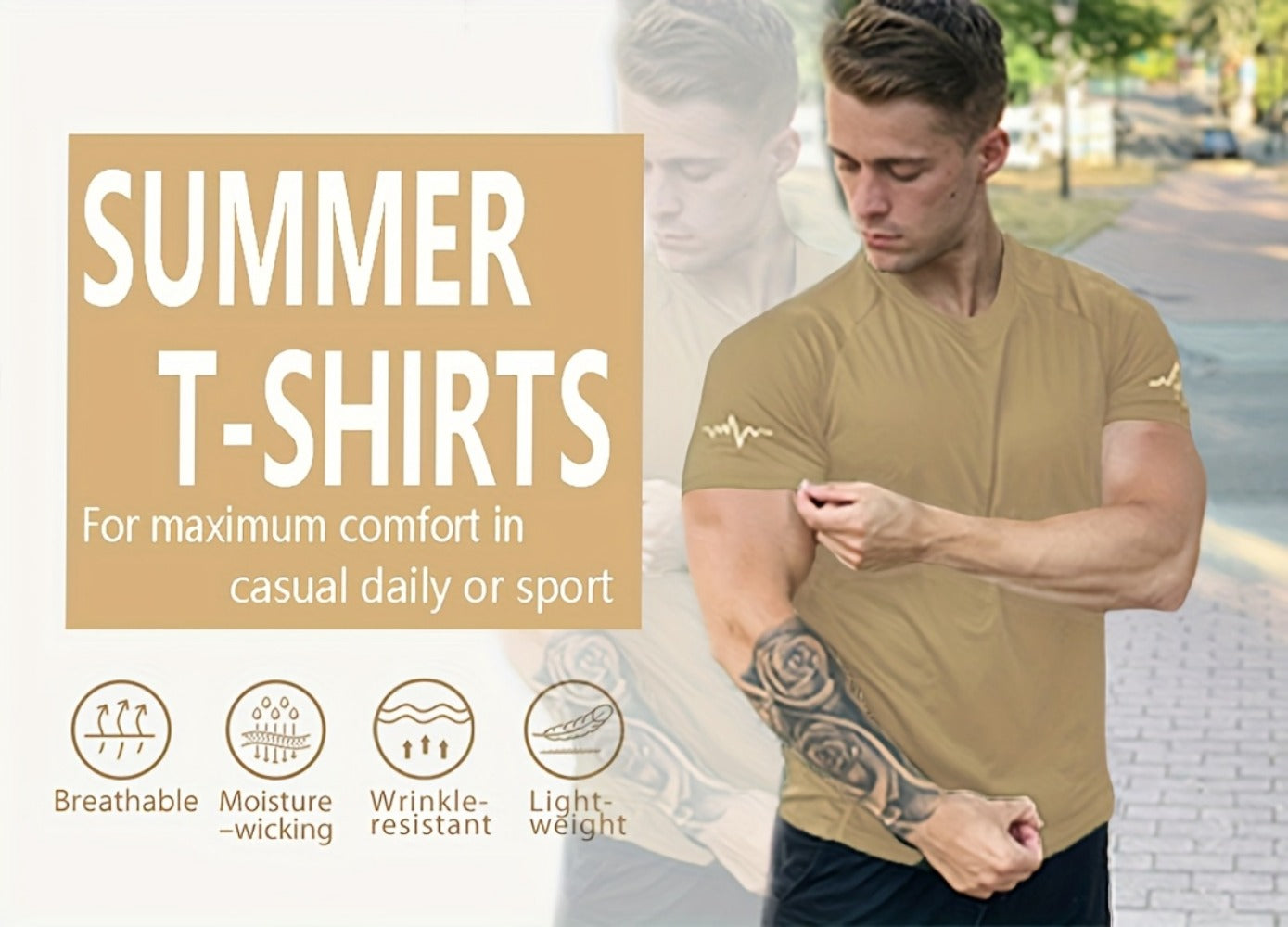 Men's Performance T-Shirt - Round Neck Short Sleeve Travel Style 055269