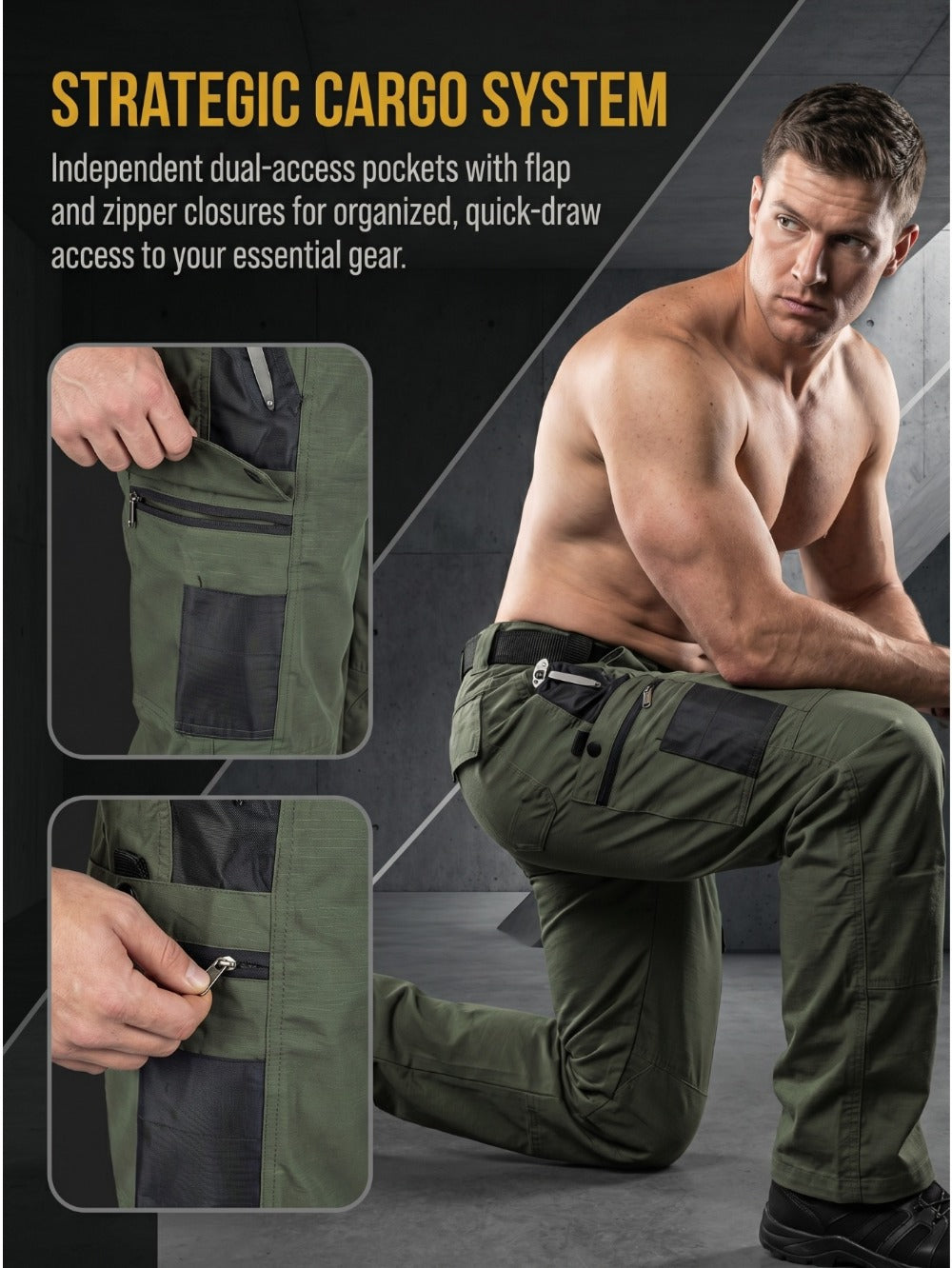 Men's Cargo Pants - Multi Pocket Workwear Style 874469