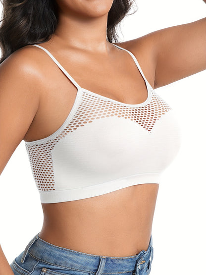 Set of 5 Colorful Women'S Casual Sports Bras, Designed Without Wires Or Padding for Daily Use, Showcasing an Alluring Fishnet Pattern That Accentuates The Bust, a Lovely Back, And Adjustable Straps