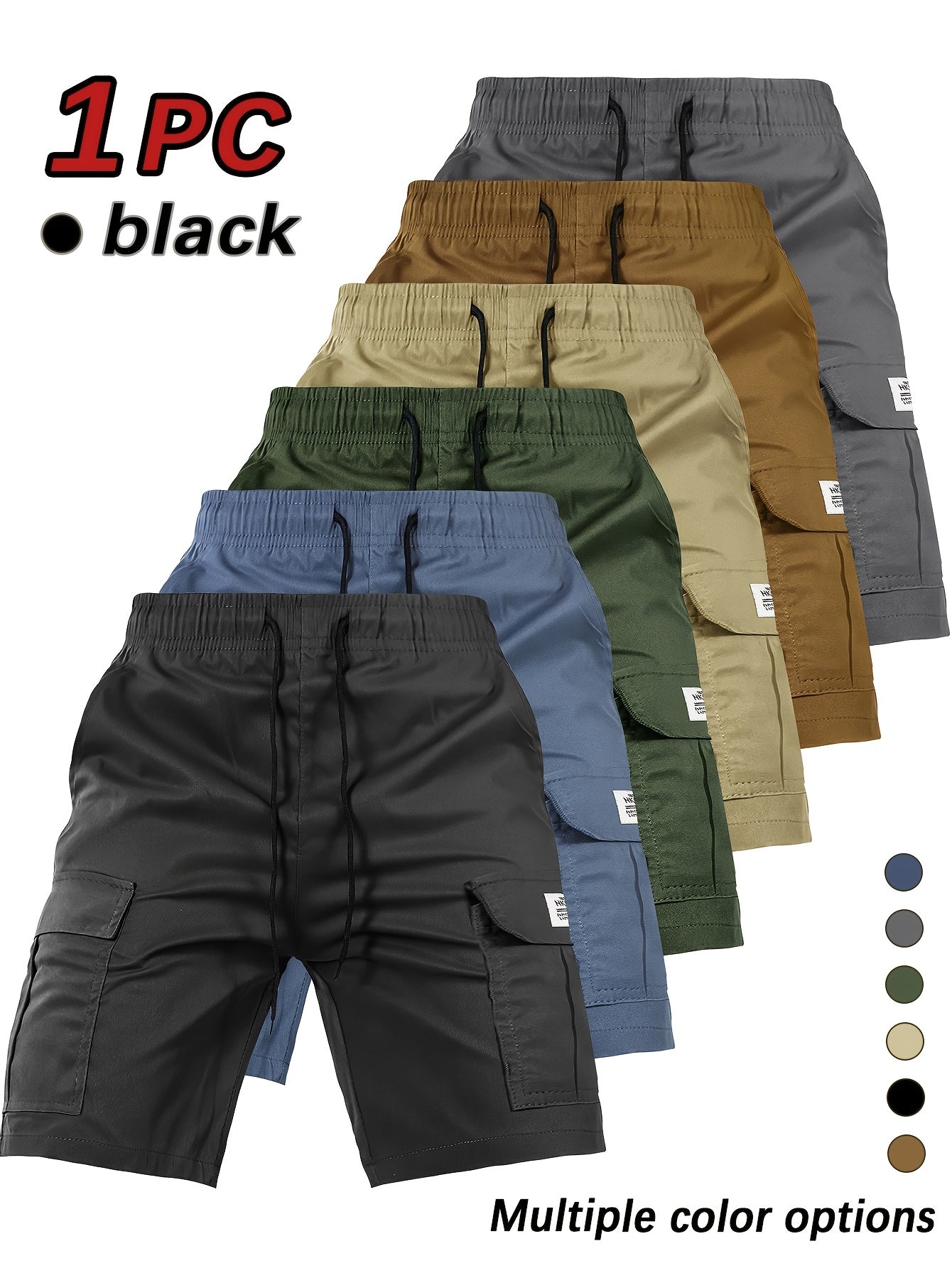 Men's Black Polyester Cargo Shorts - product view 17