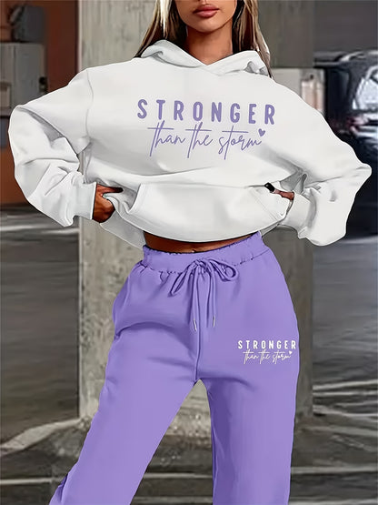 Stylish Swear Set for Women Spring And Fall Premium Fashion Youthful Hoodie Casual Sweatpants 2pcs Outfit Versatile, European And American Women's Sweatshirt Women's 2pcs Hoodie Casual Print Sweatshirt Set, 2pcs Set