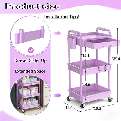 Nursery Storage Cart - Mobile 3-Tier Organizer