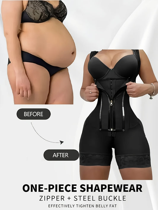 Women'S Shapewear Front Button Abdominal Zipper Post Surgical Abdominal Control Full Body Shaping Legs Crotch Zipper Hip Lifter