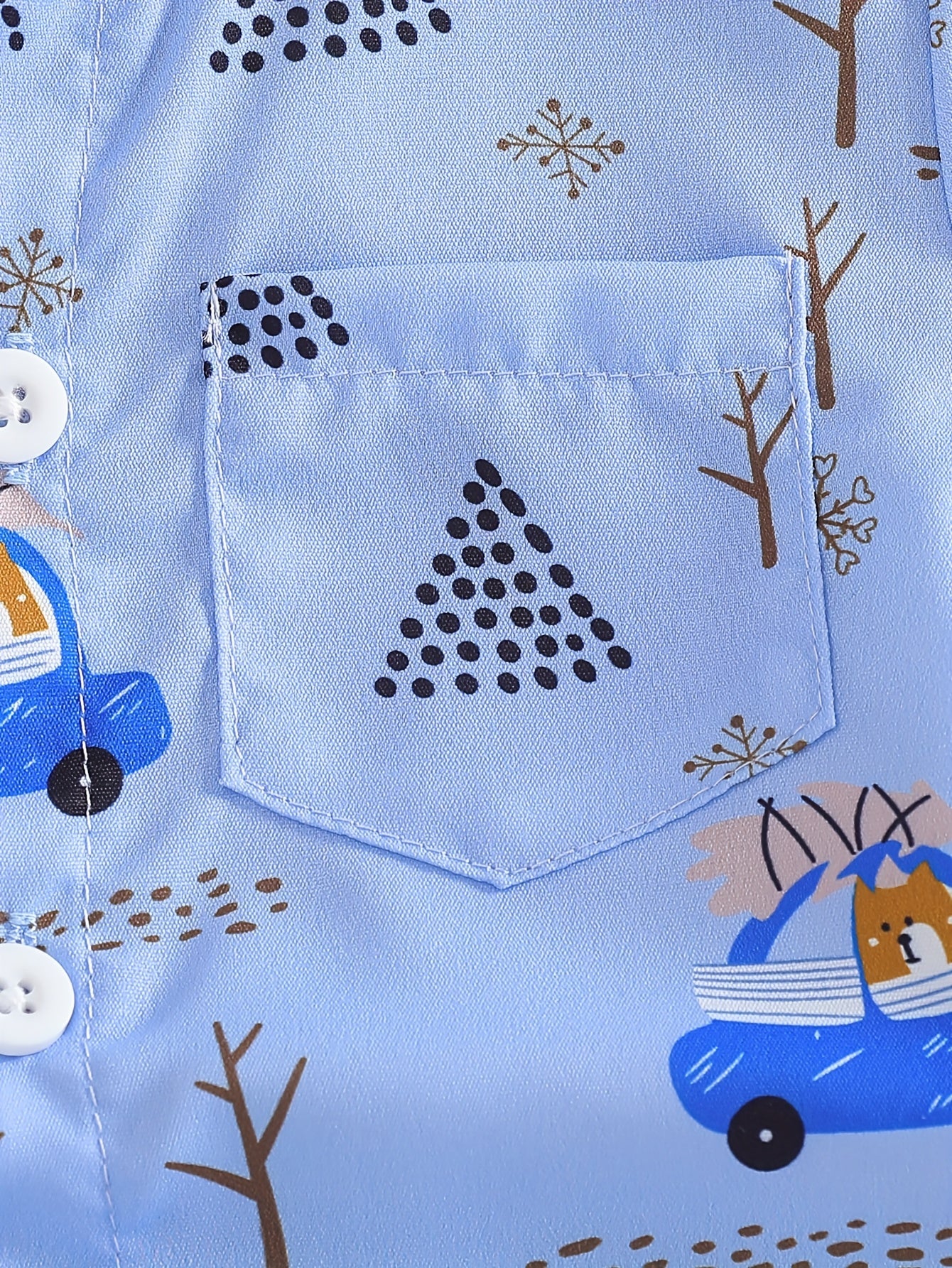 Summer Attire for Young Boys: A Two-Piece Beach Featuring a Button-Up Shirt with Cartoon Car Design And Plain Shorts, for Outdoor