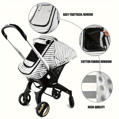 Car Seat Covers for Babies, Thick Berber Fleece Inside, Baby Car Seat Cover for Boys Girls, Windproof Infant Car Seat Cover, Kick-Proof Car Seat Canopy with Breathable Mesh Peep Window, Stripe Print, Baby Items, Newborn Necessitied