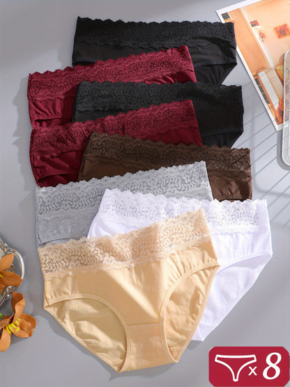 8pcs Lace Panty for Women Sexy Lace Belt Underwear Soft Briefs