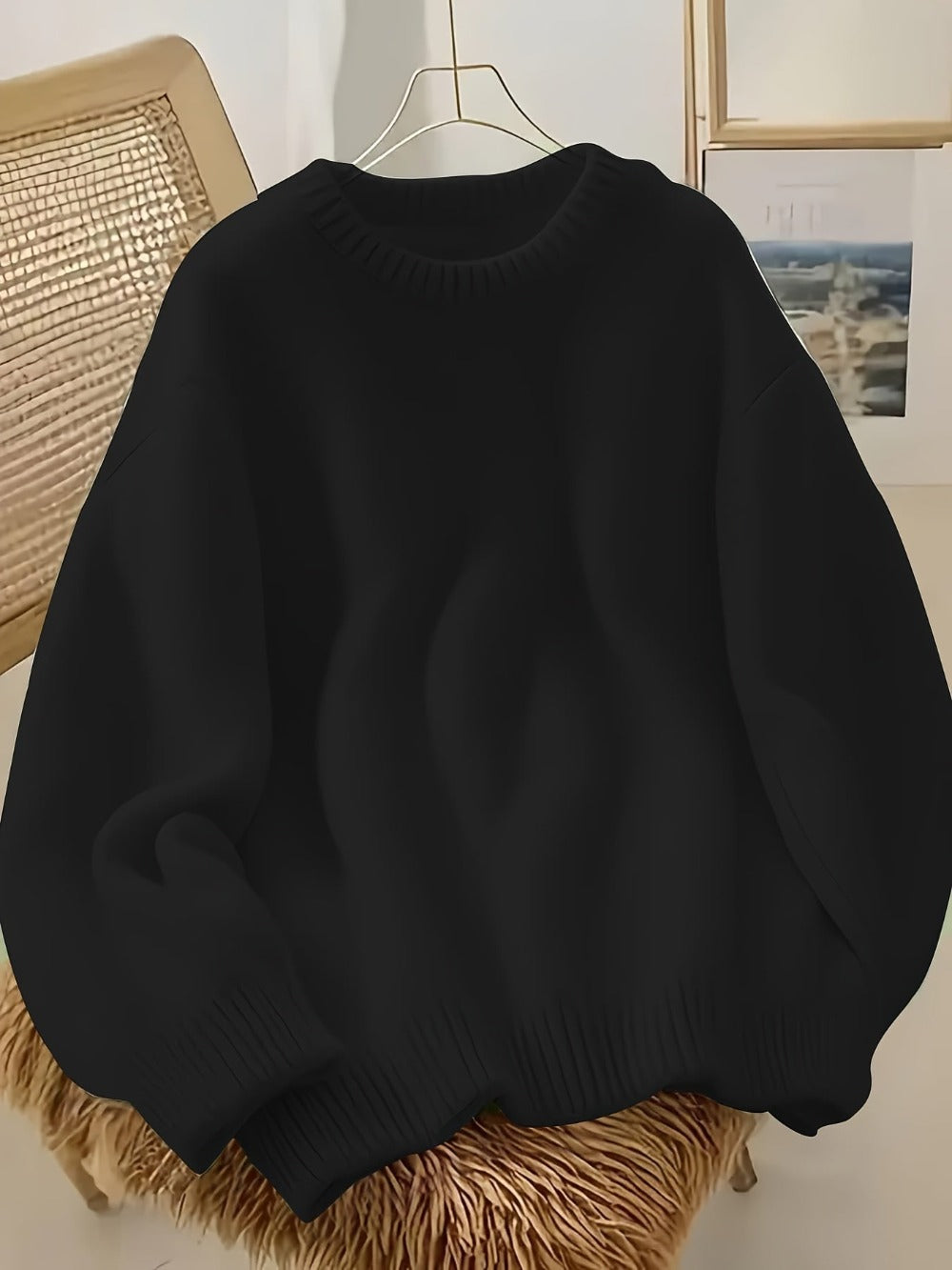 Women's Textured Pullover Sweater - Relaxed Fit Crew Neck