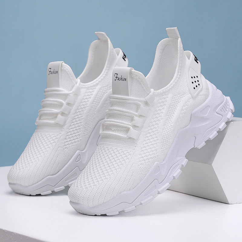 [Sneakers] Athletic And Casual Footwear for Women, Featuring Breathable Knitted Mesh, Chunky Soles, Lightweight Lace-Up Design for Running, And Suitable for Everyday Sports Activities