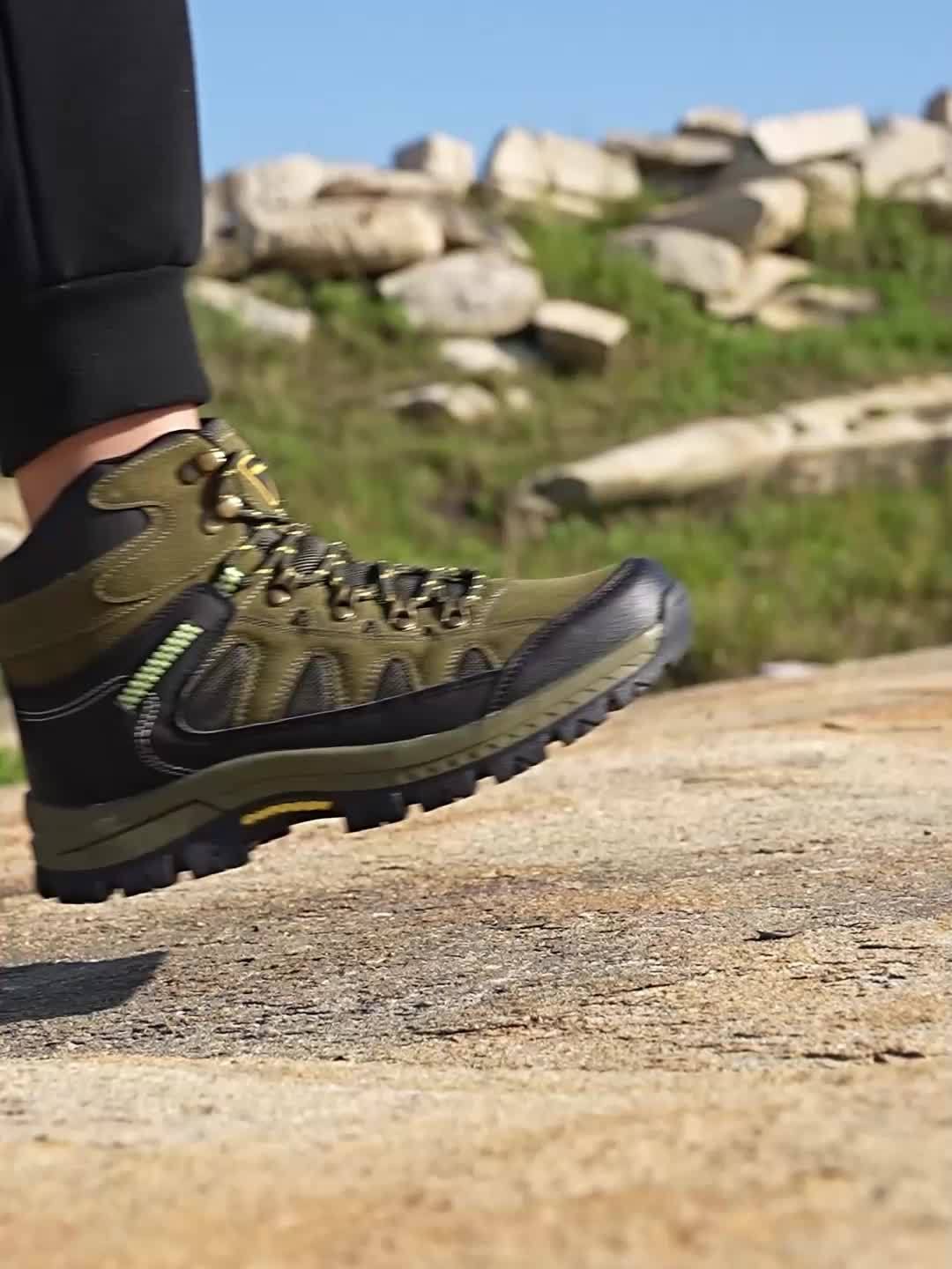 Large Men's Hiking Shoes, Autumn And Winter High Top Outdoor Sports Shoes, Anti Slip Thick Soled Hiking Shoes