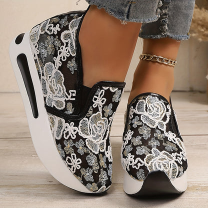 Five-color Floral Wedge Sneakers, Women's Embroidered Printed Comfortable Casual Sneakers, Suitable for All Four Seasons, Women Shoes