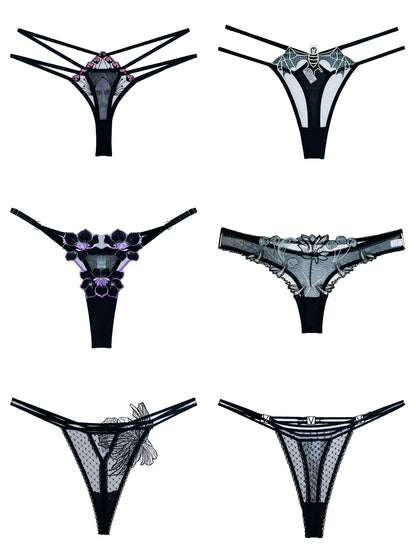 18pcs Mixed Set: Premium Lace Women'S Thong Set - Multi-style With Embroidery, See-Through Details & Adjustable Waistband. Soft & Breathable.