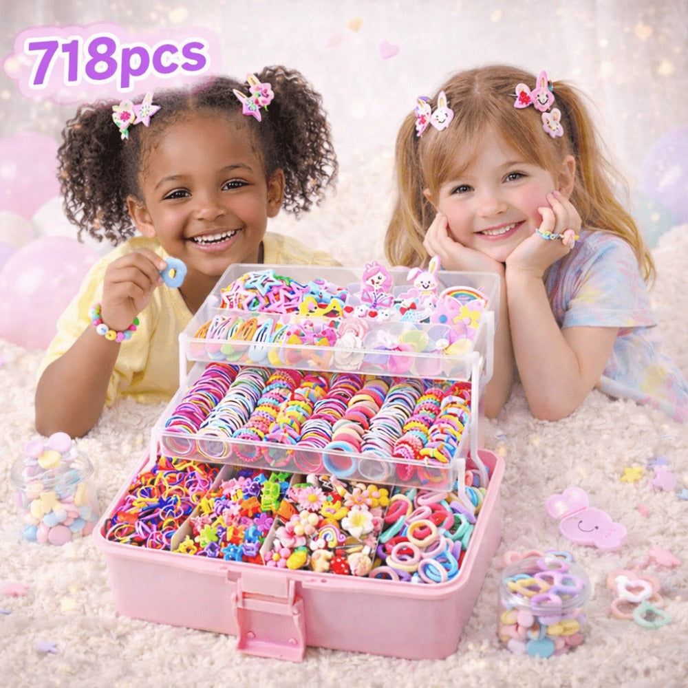 Girls' Hair Accessories Set 718-Piece - Bows and Clips