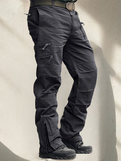 Men'S Cargo Pants /Spandex Scratch-Resistant Outdoor Training Trousers Lightweight with 9 Utility Pockets, Work Pants for Men Zippered Hem Design, Elastic Waistband for Daily Commuting, Office, And Outdoor Activities (Belt Not Included)