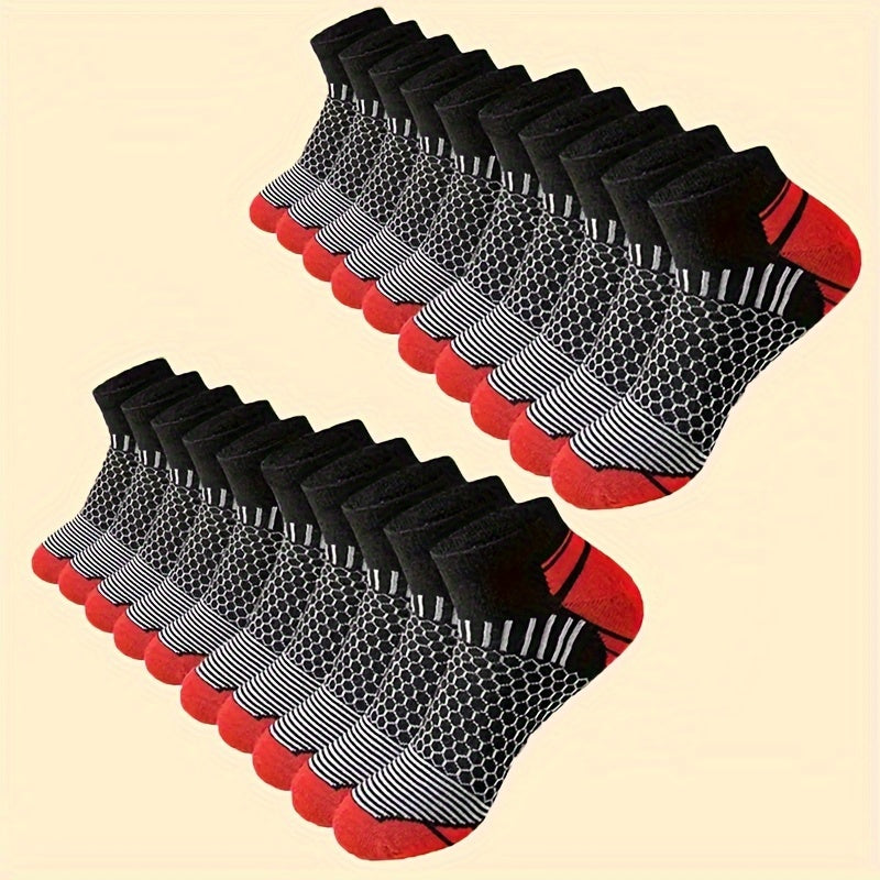 20 Pairs Men'S Low-Cut No-Show Socks - All-Season Breathable Athletic & Casual Crew Socks with Arch Support, Moisture-Wicking & Quick-Dry Technology, Multi-Color Pack (Navy, Light, Grey, ) - Durable Polyester for Sports, Gym, Casual Attire - Bulk Va