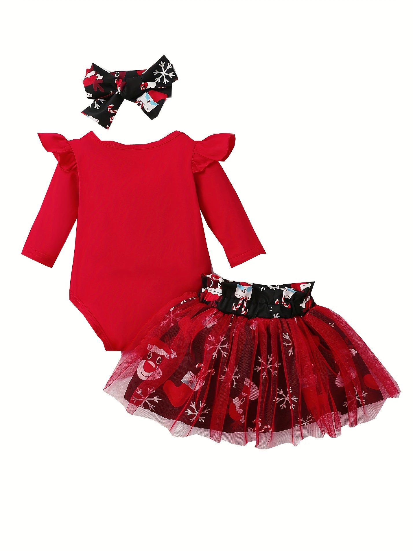 MINKIDFASHION Baby Girls Green Christmas Mesh Dress New Born Santa Baby Romper And Skirt Outfit, for Outdoor
