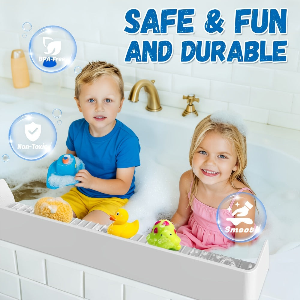 Silicone Bathtub Splash Guard Organizer - 11 Suction Cups and Foldable Design