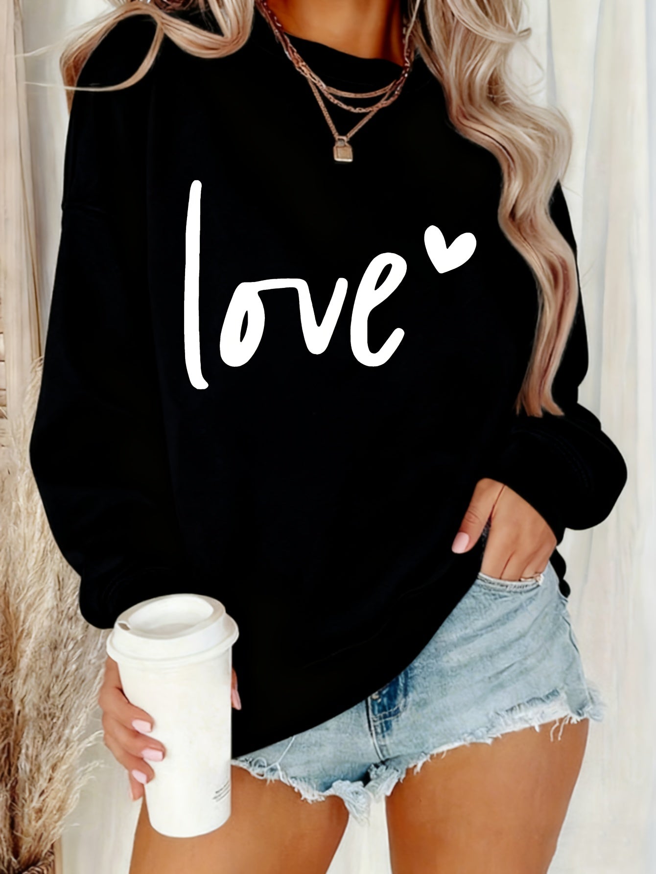 Women'S Casual Fashion Sweatshirt, Suitable for Autumn And Winter, Comfortable And Soft, Letter Pattern
