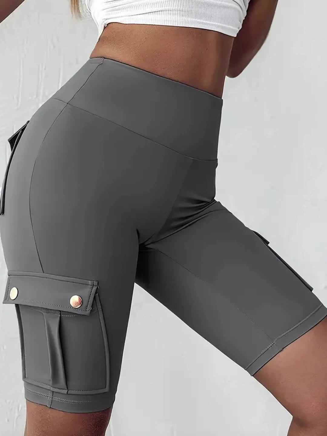 Women's Gray Lace High-Waist Cargo Shorts - product view 2