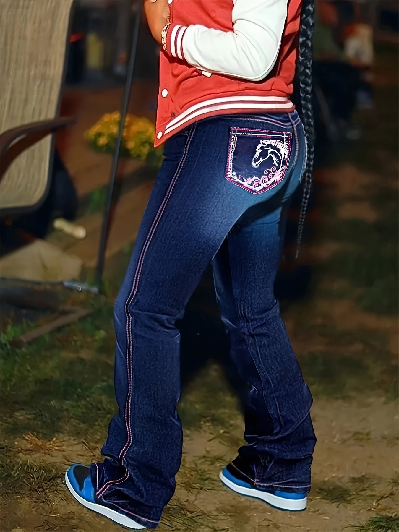 Women's Dark Blue Denim Jeans - product view 2