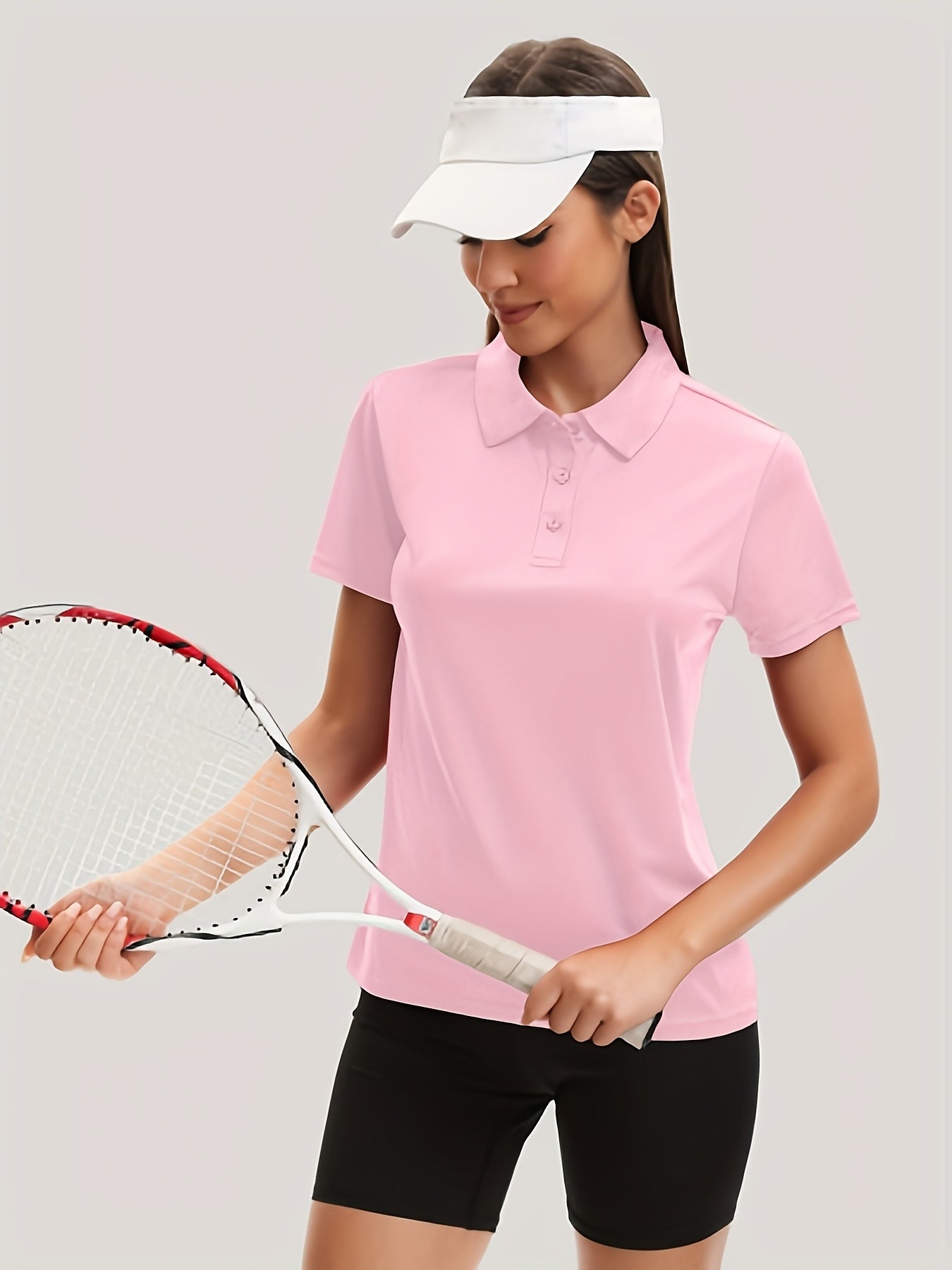 5pcs Women'S Polo Collar Short Sleeved T-shirts, Tops, Moisture Wicking And Quick Drying Clothes With Buckle Collars, Fashionable And Slim Fit, Casual Clothes, Outdoor Morning Clothes, Clothes