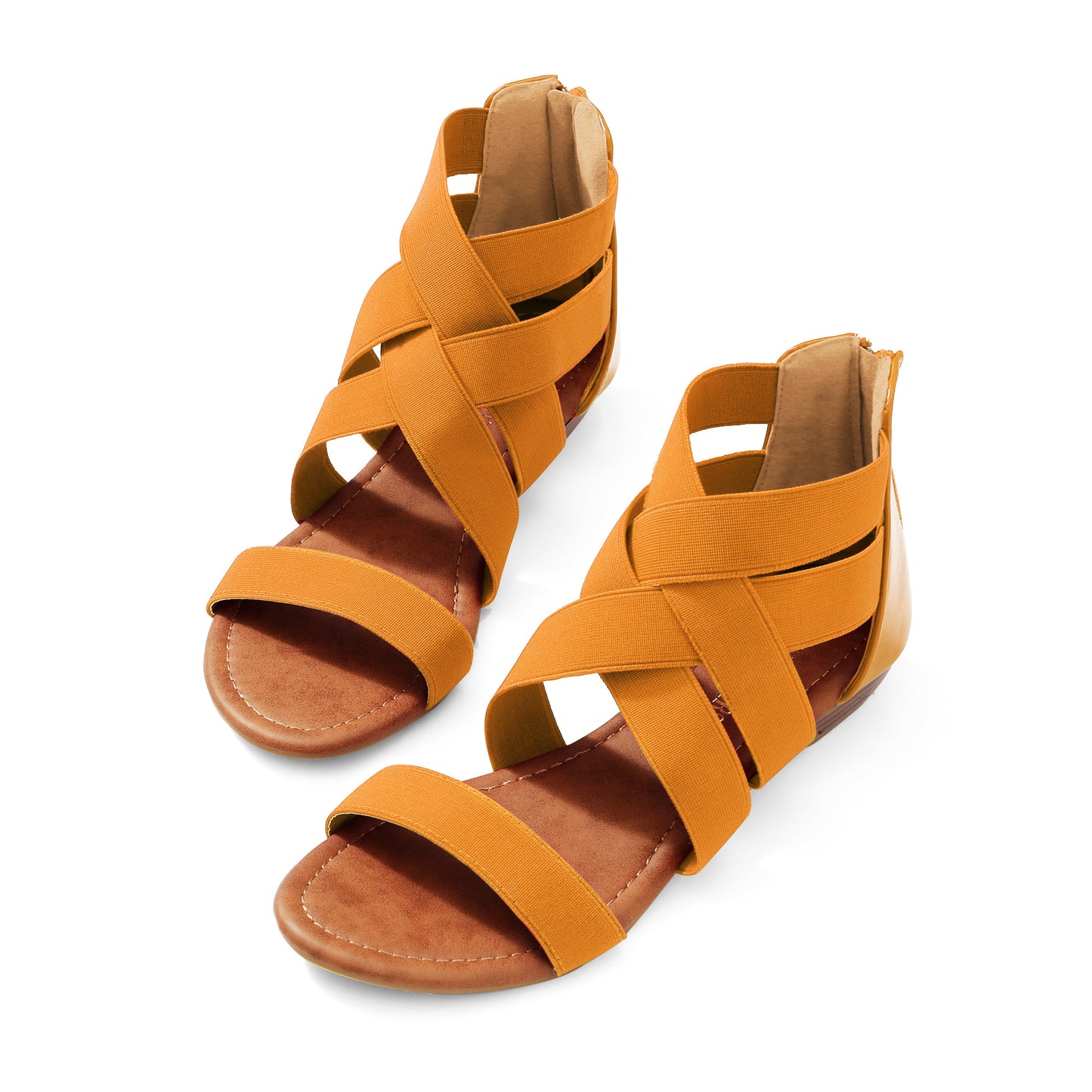 Womens Sandals, Simple Design, Women's Elastic Ankle Strap Low Wedges Sandals, Easy Slip-On, Suitable for Summer Vacation, Dating, Parties, Walking, Comfotrable