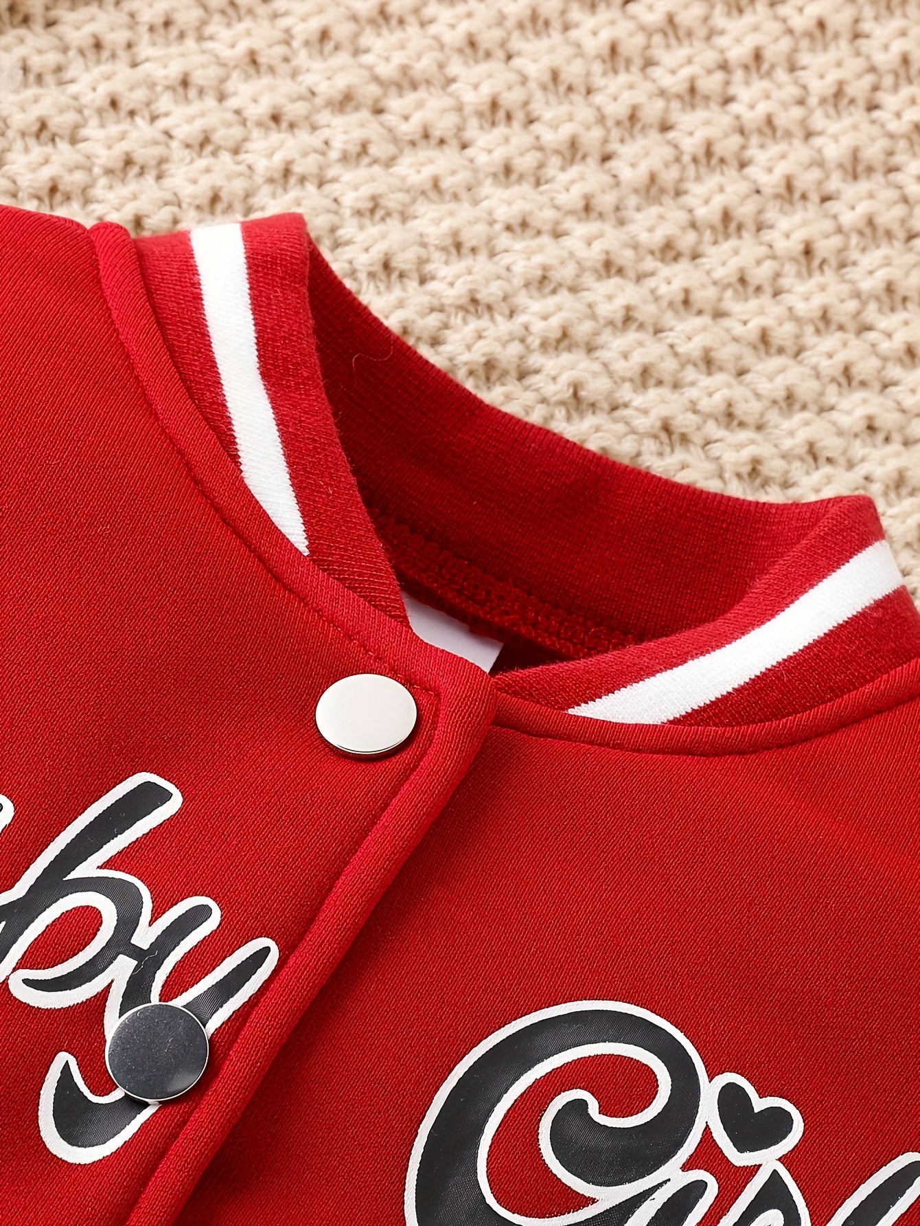 Girls' Style Spliced Baseball Jacket & College Style Skirt Two-Piece Set