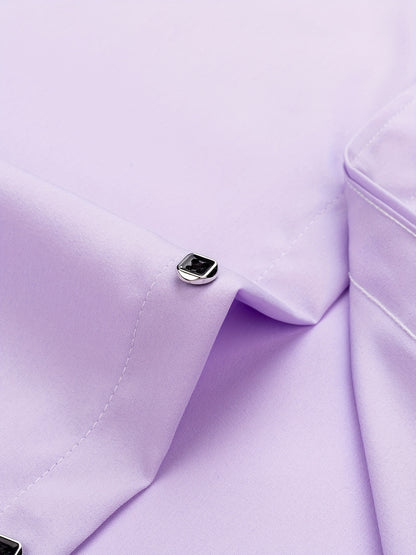 Father'S Day Gift Choice, Men'S Long Sleeve Button Shirt, Crystal Button Design, Solid Color Plain Formal Business Attire, Great As Gift for Party, Wedding, Date Dress Shirt