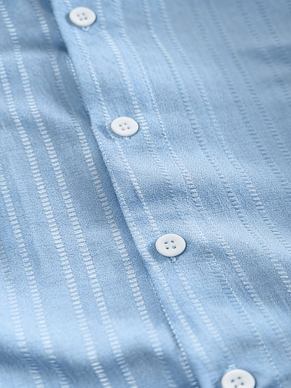 3-Pc Men'S Striped Shirts | Casual Comfortable, Regular Fit, Button Stand Collar, Ideal for Daily Wear And Beach Vacations
